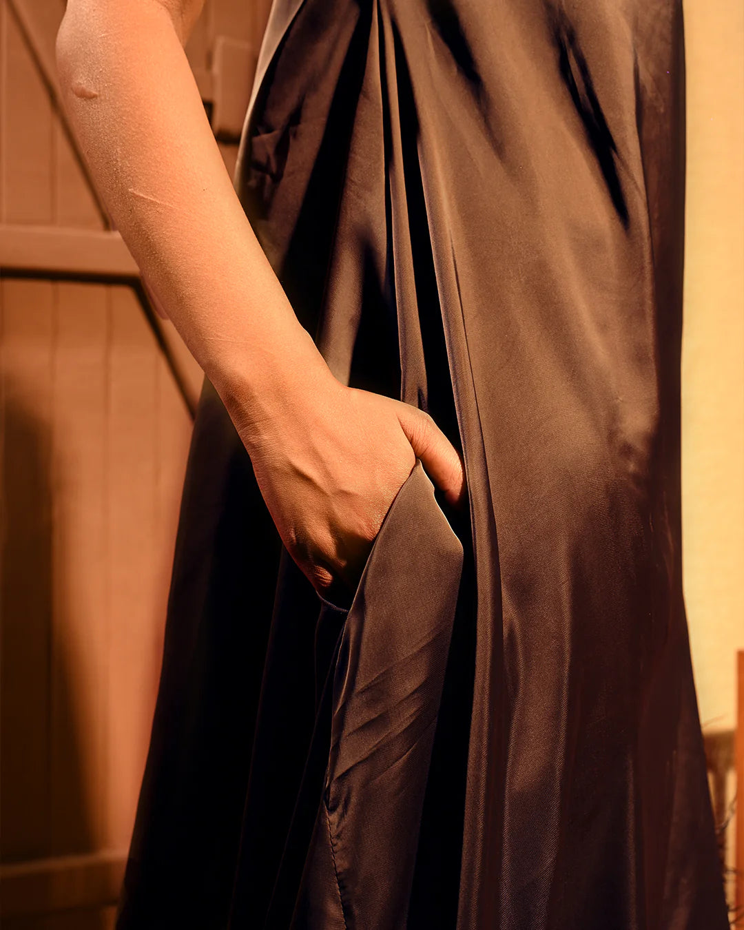Armani Satin Mocha Sage Kaftan