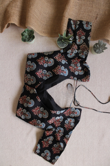 Black Ajrakh Blouse  Modal Silk Padded Blouse