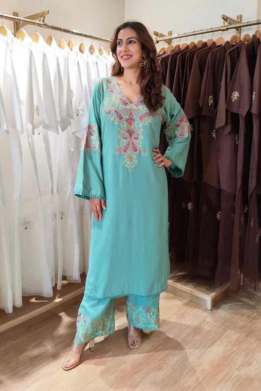 Kashmiri Paisley Embroidered Co-Ord Set