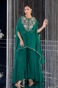 Green Organza Glow Kaftan Set