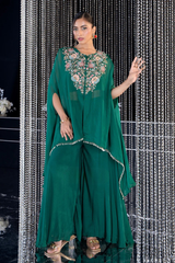 Green Organza Glow Kaftan Set