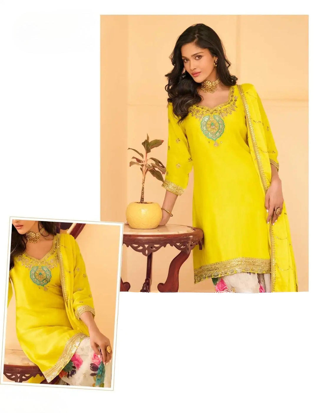 Chinnon Silk Embroidered Salwar Suit
