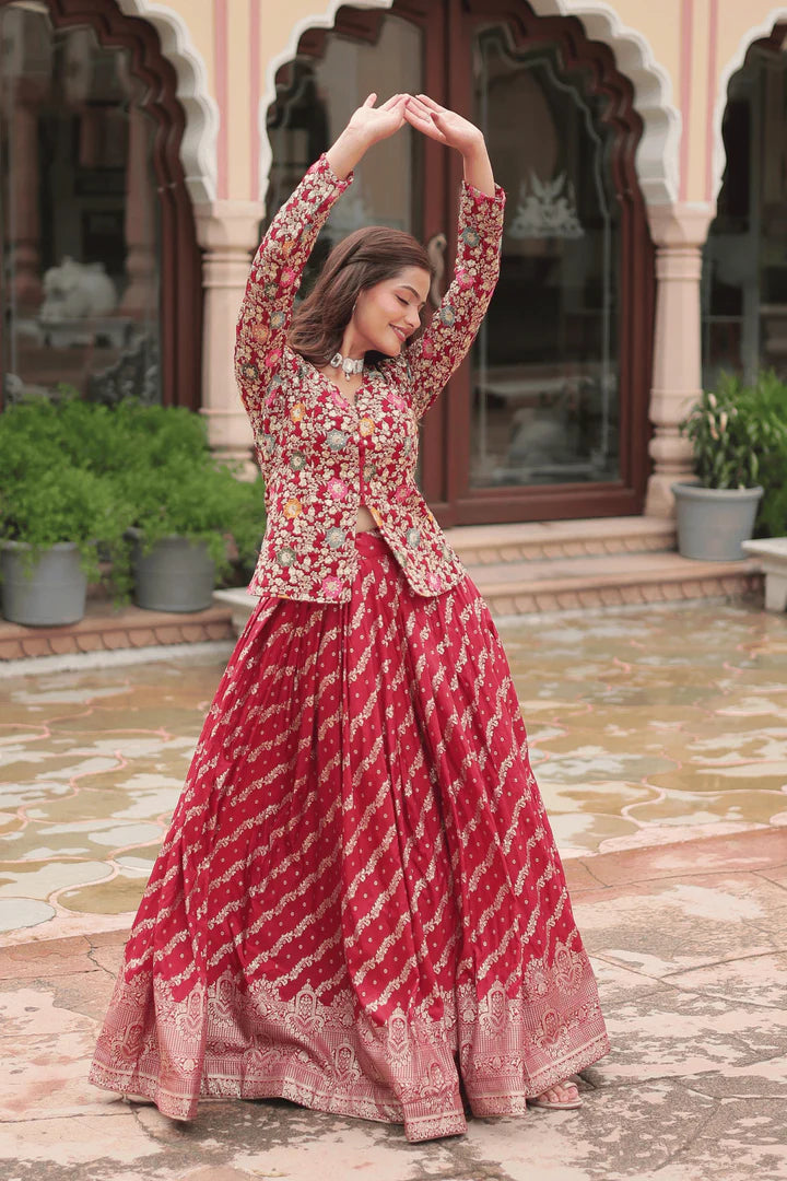 Aisha - Banarasi Red Co-ord Lehenga Set