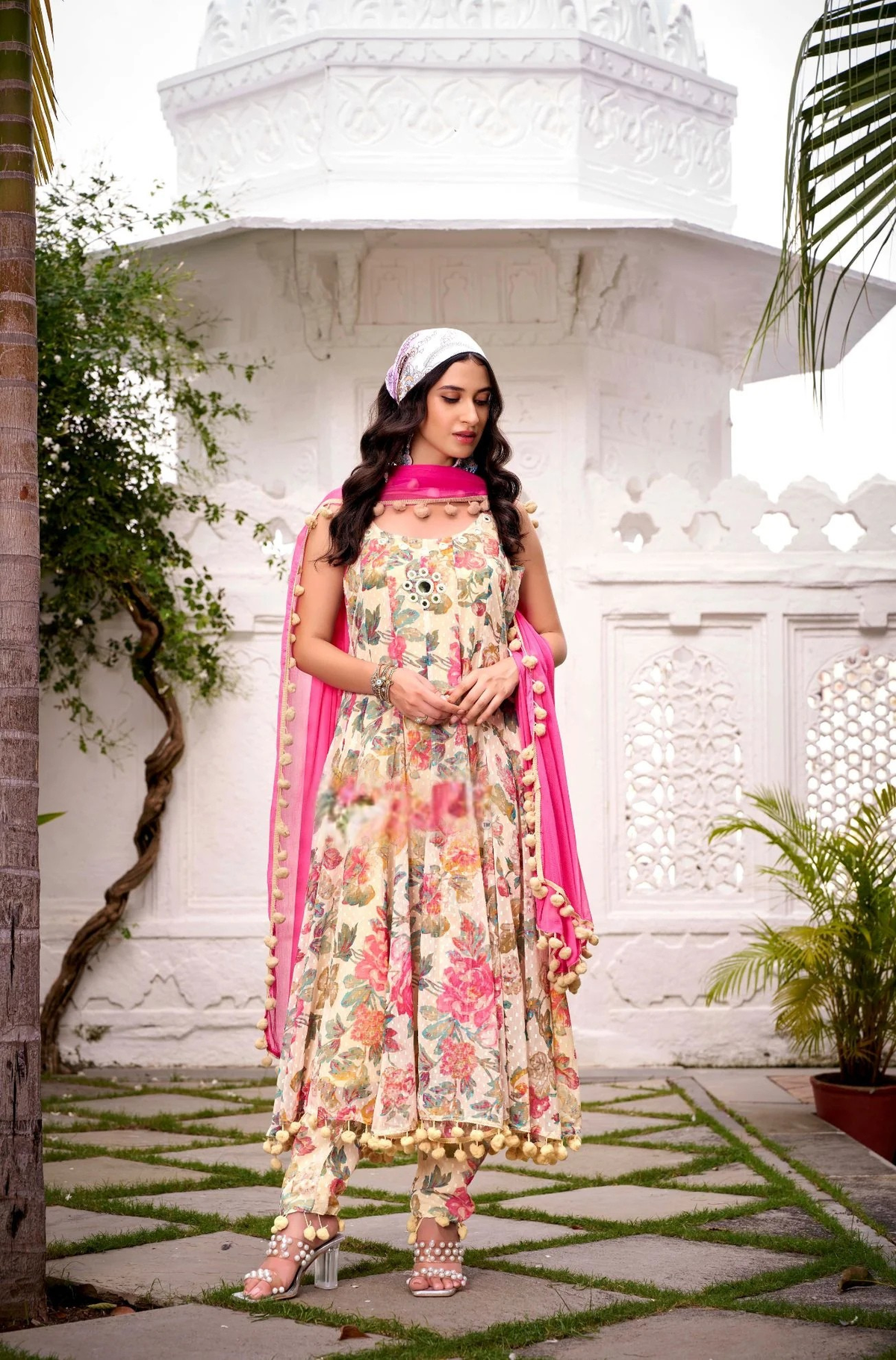 Multi-Shade Chiffon Printed Anarkali Suit Set