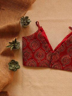 Maroon Cotton Ajrakh Padded Blouse