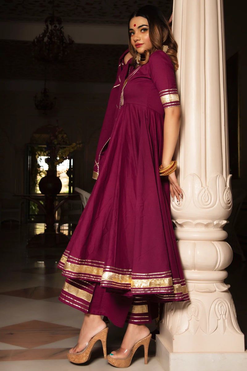 Burgundy Anarkali suit