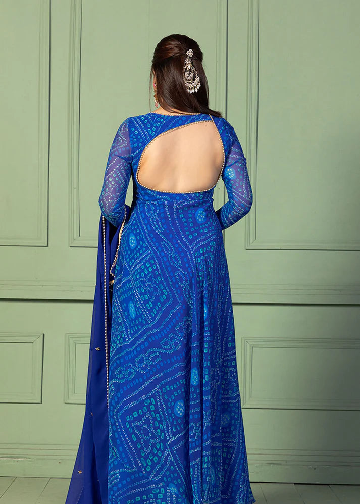 Bandhani Asymmetric Neck Anarkali with Dupatta
