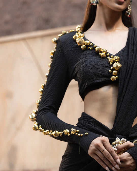 Siyah Ghungroo Luxe Pre-Draped Saree Set
