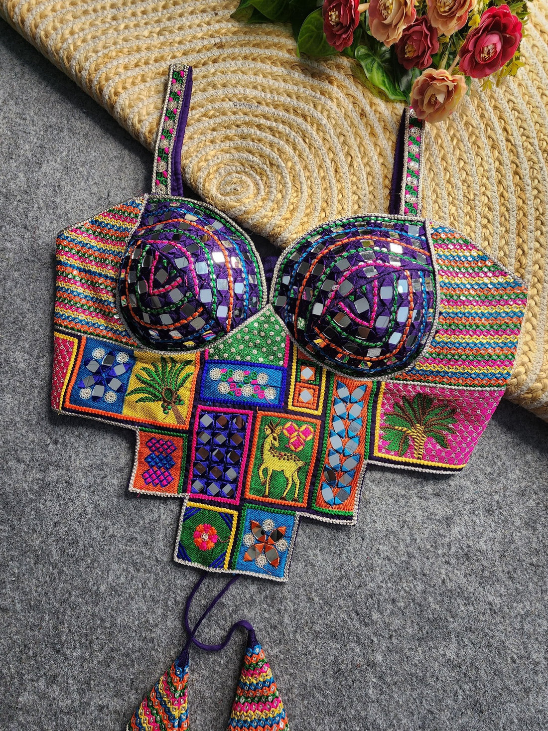 Garba Gulabo Mirror Work Corset Blouse