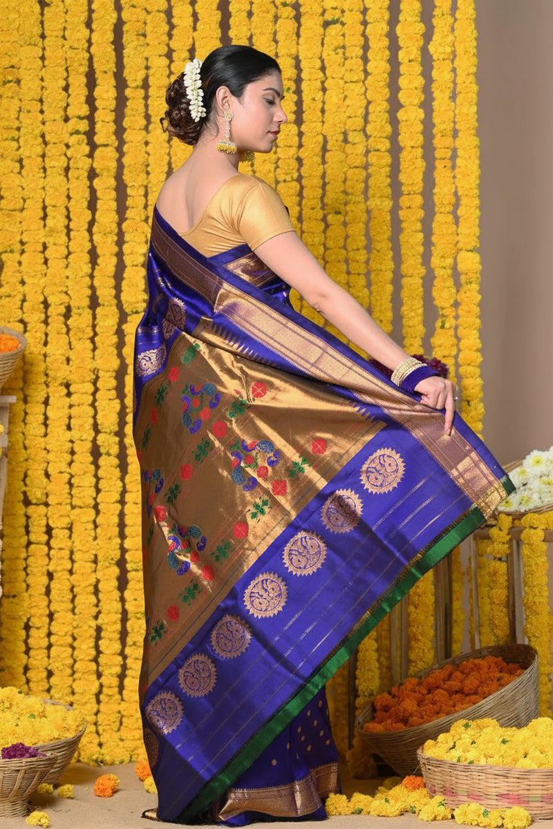Neel Noor Blue Paithani Silk Saree