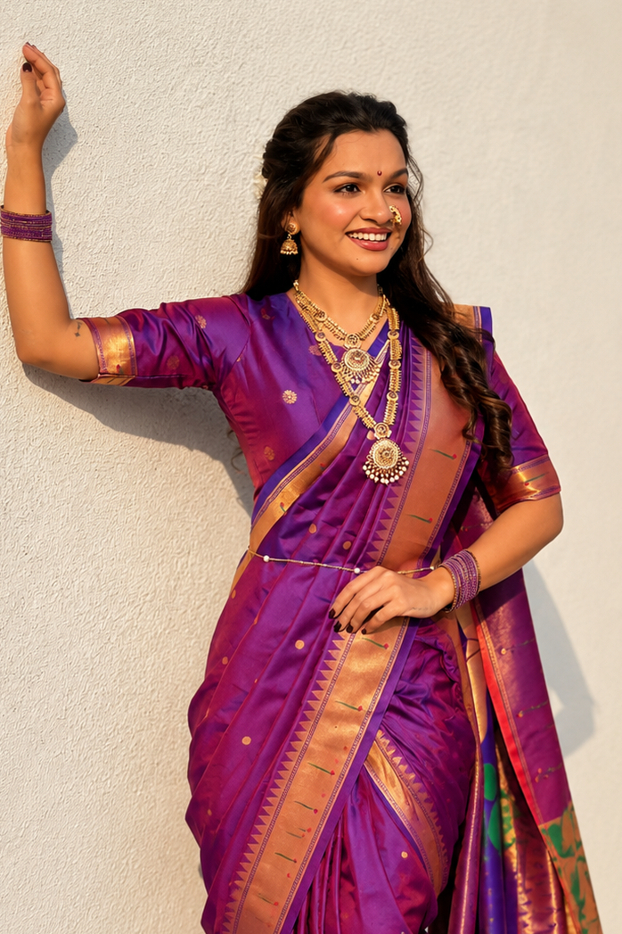 Mayur Varnika Soft Silk Paithani Nauvari Saree