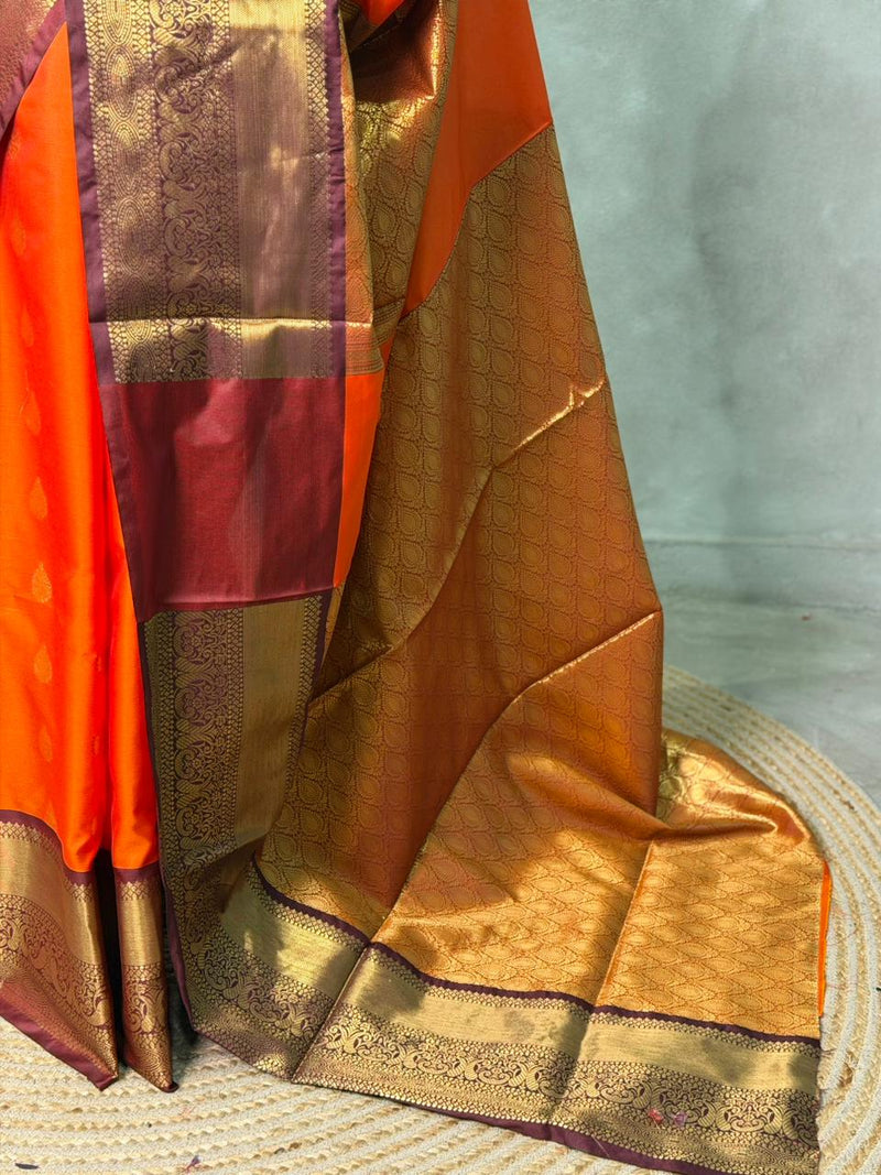 Kesariya Banarasi Silk Saree