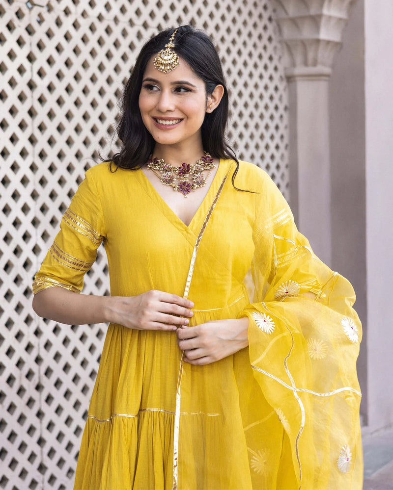 Noor Saffron Festive Anarkali Suit Set