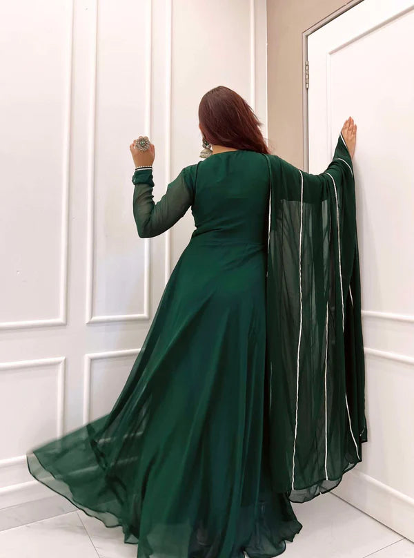 Graceful Navy Blue Bandhani Anarkali Outfit