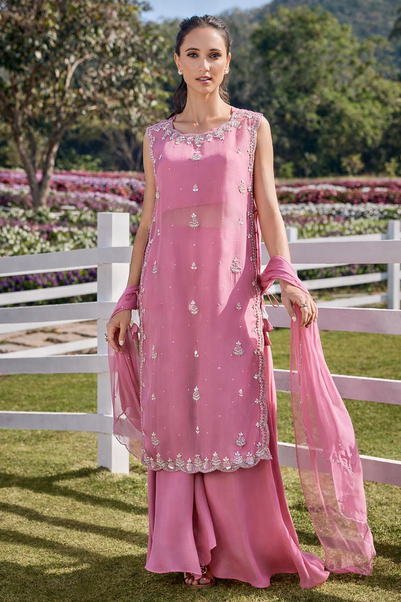 Noor-e-Aqua Handwork Palazzo Set- By Reet Lifestyle