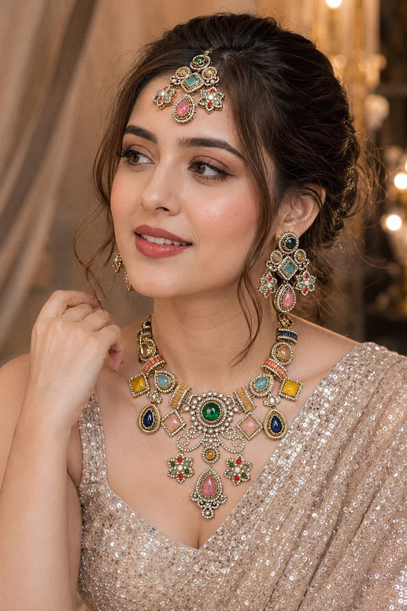Rajmahal Rangmoti Necklace Set