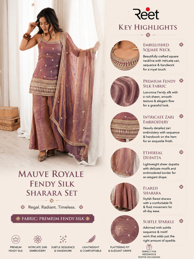 Mauve Royale Fendy Silk Sharara Set