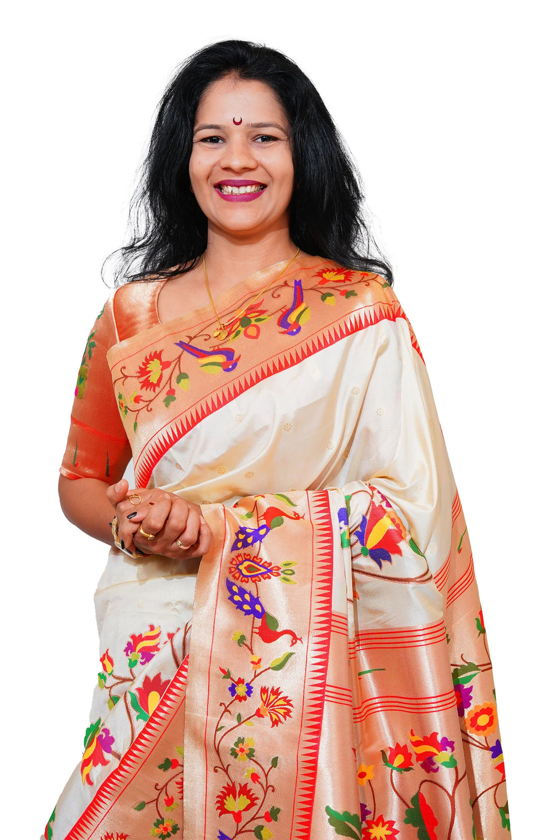 Mayurika Pure Silk Paithani Saree with Royal Floral Bird Pallu