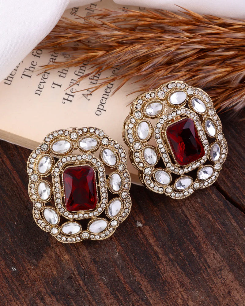 Red Gunveen Premium Stud Earrings – By Reet Lifestyle