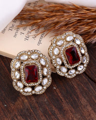 Red Gunveen Premium Stud Earrings – By Reet Lifestyle