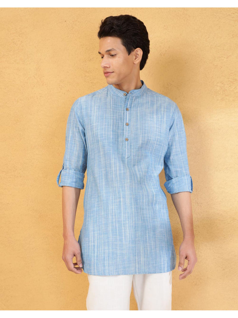Neelansh Sky Blue Short Kurta
