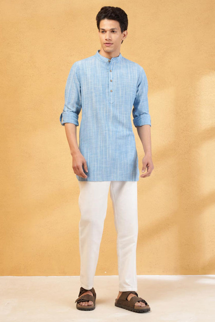 Neelansh Sky Blue Short Kurta