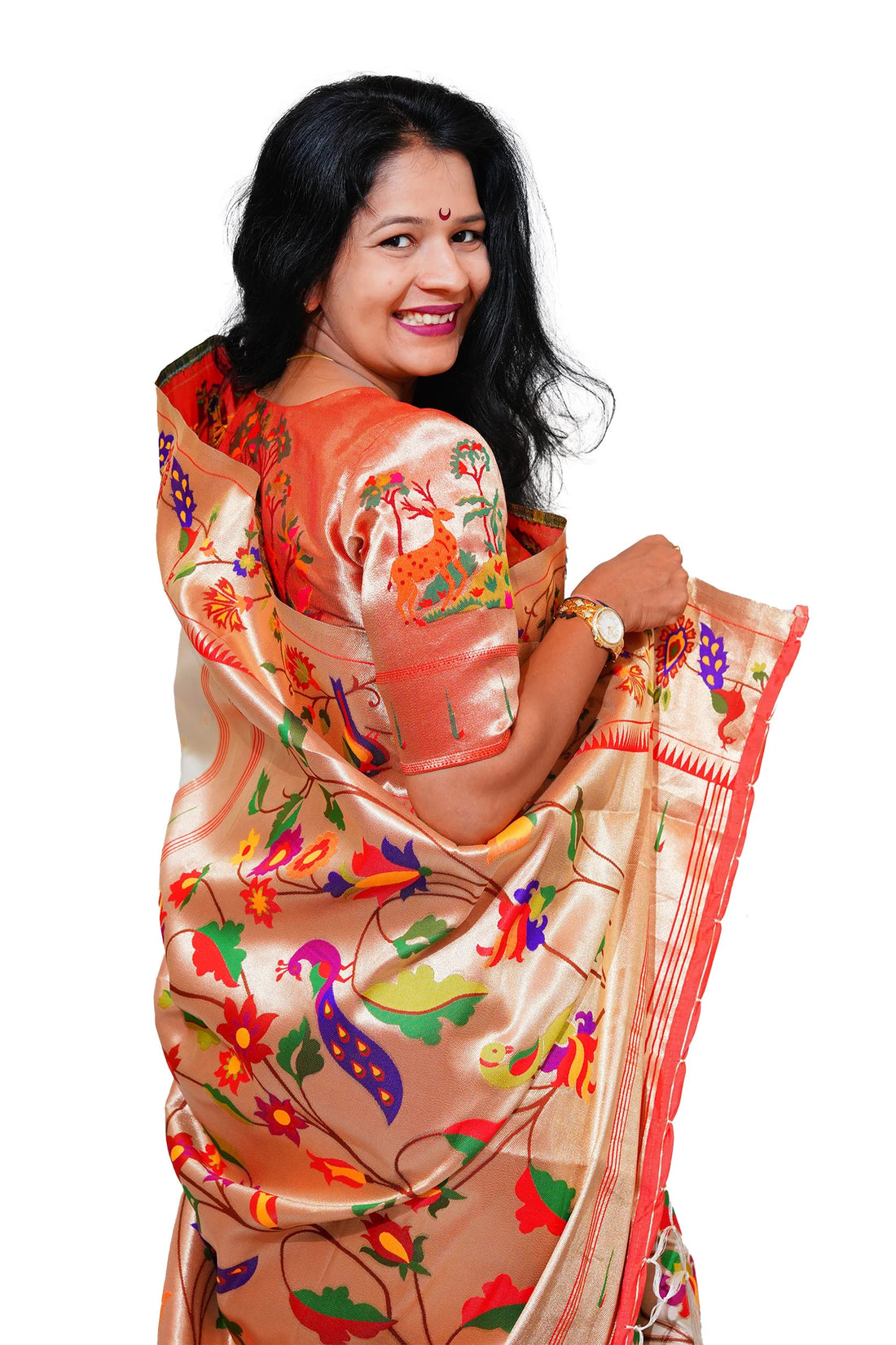 Mayurika Pure Silk Paithani Saree with Royal Floral Bird Pallu