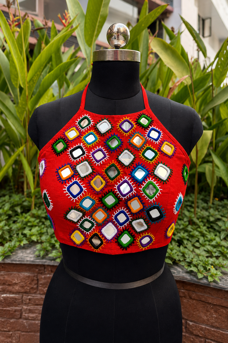 Premium Shisha Work Sleeveless Halter Blouse