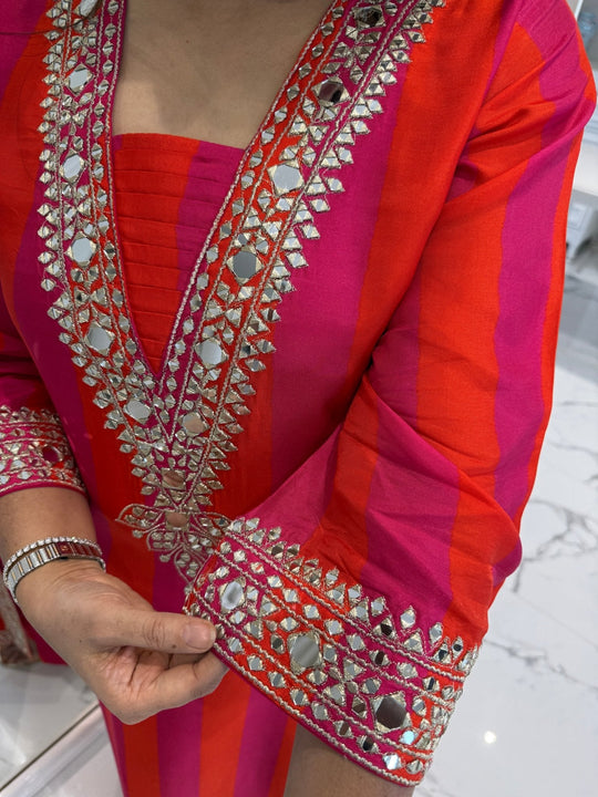Rani Rangrez Mirror Kurta Set with Potli
