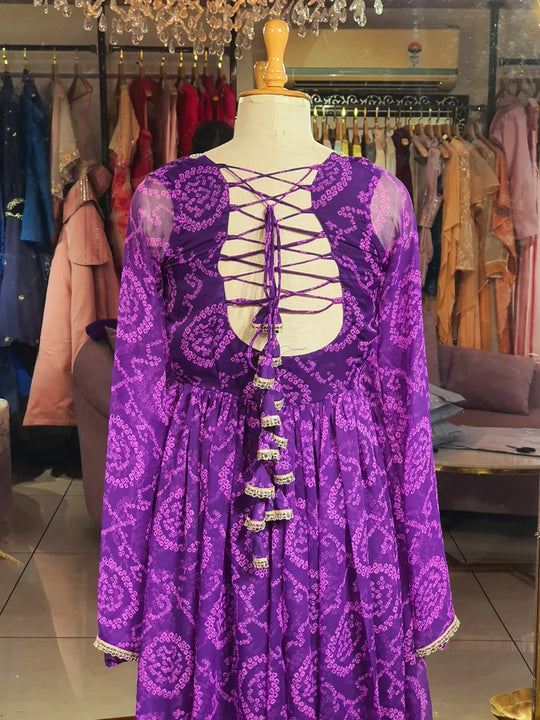 Neelanjana Bandhani Anarkali Set