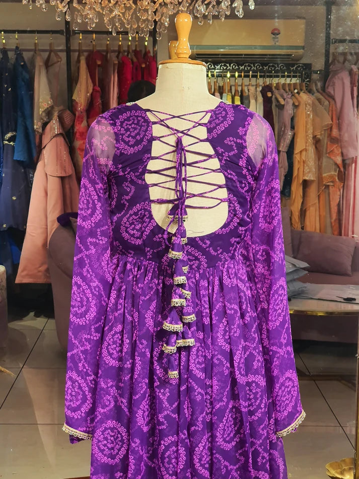 Neelanjana Bandhani Anarkali Set