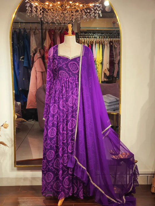 Neelanjana Bandhani Anarkali Set