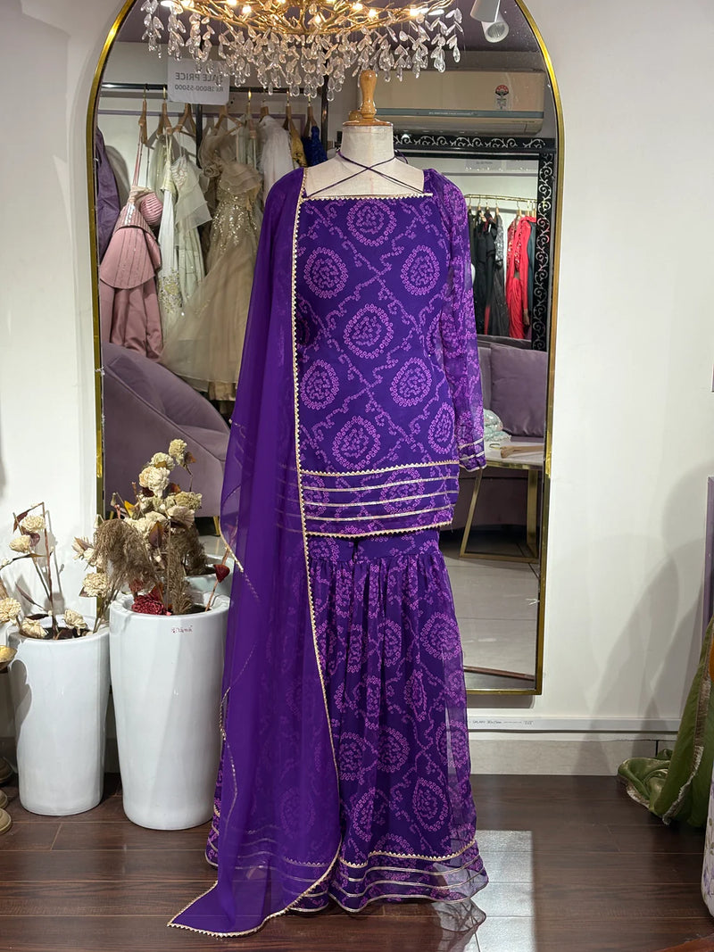 Noor Gulnaar Bandhani Sharara Set