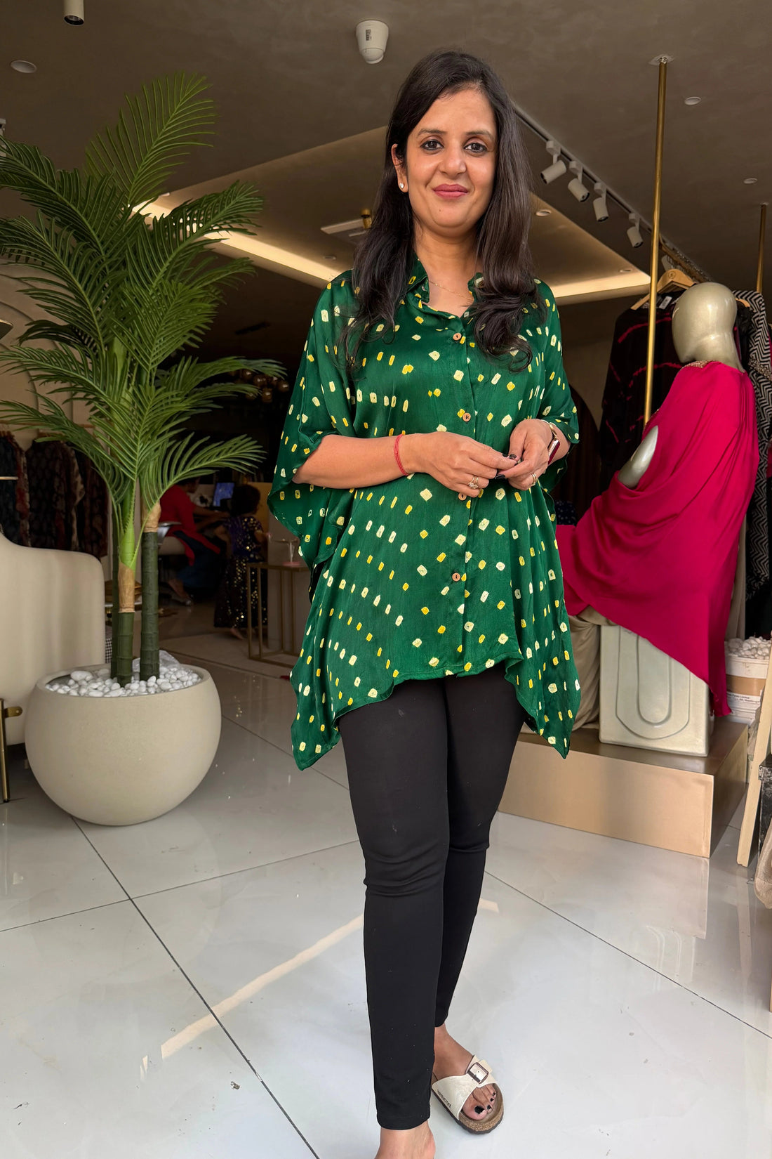Bandhni Silk Kaftan Shirt