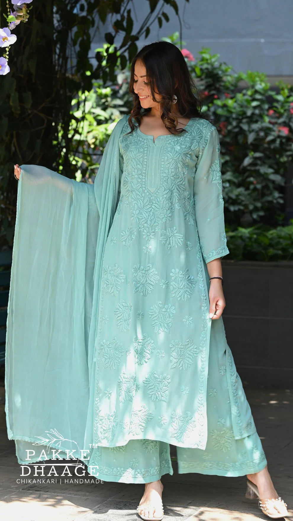 Noor Neelkamal Pure Viscose Chikankari 3D Kurta Set
