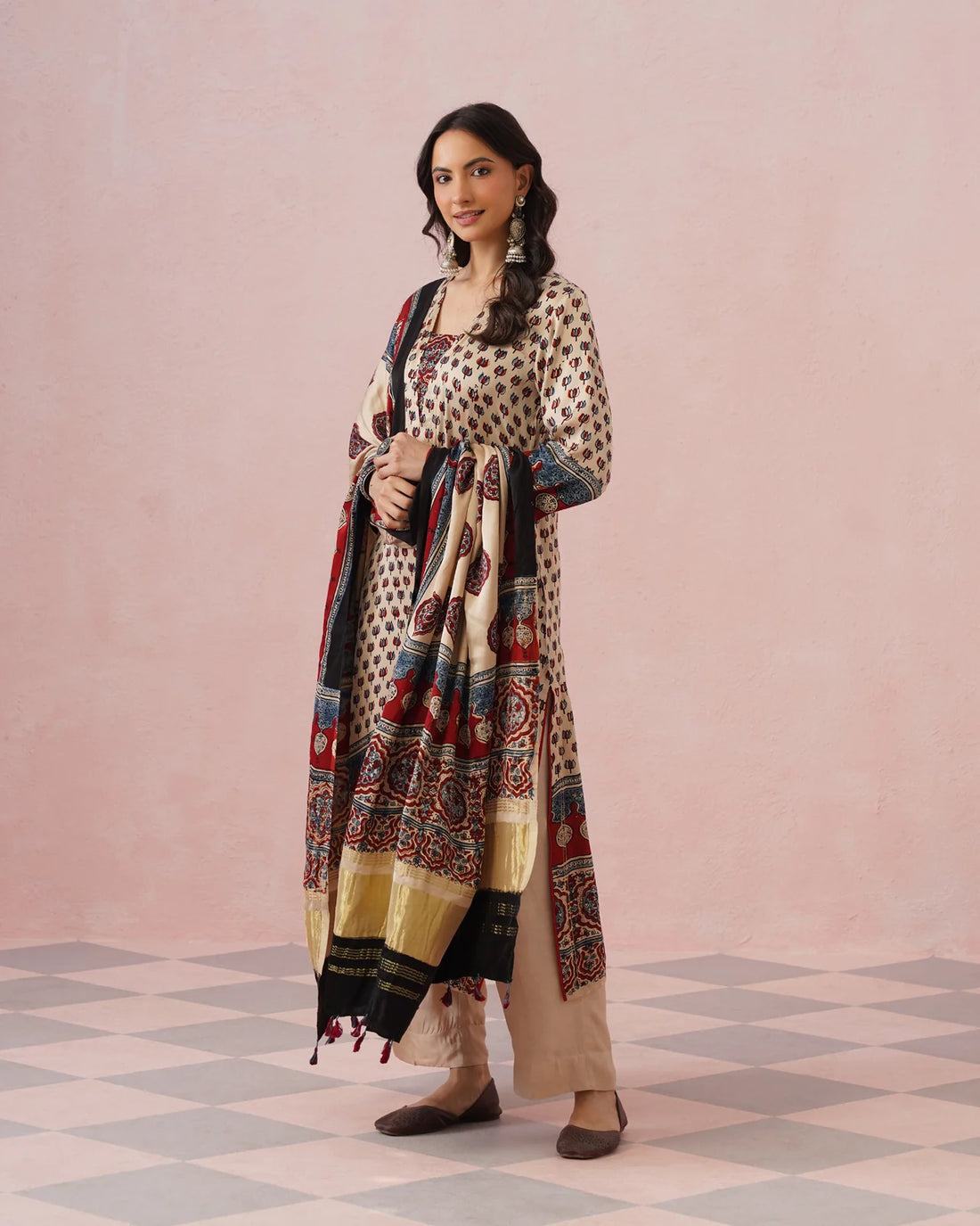 Rangrez Ajrakh Printed Cotton Kurta Suit Set