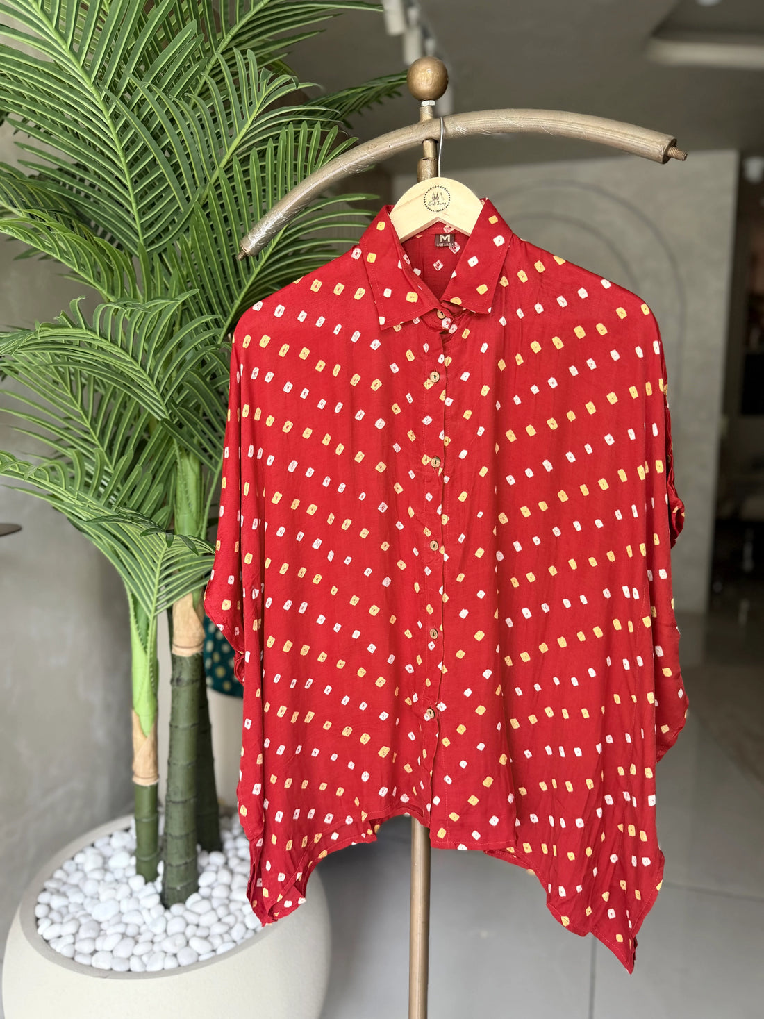 Bandhni Silk Kaftan Shirt