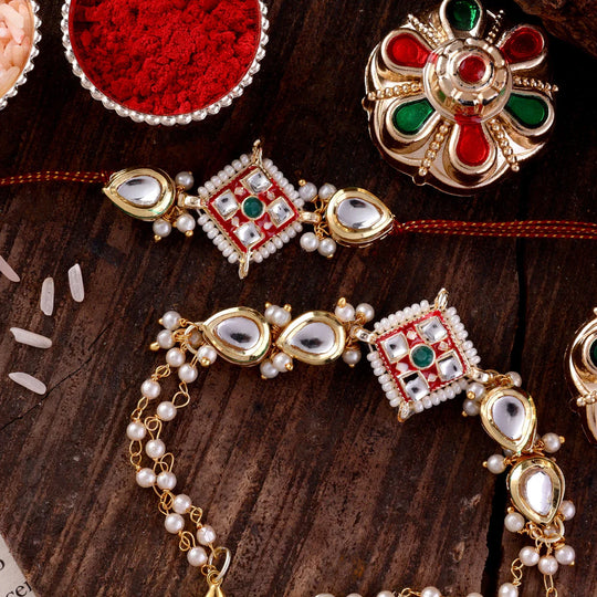 Raksha Bandhan Bhaiya Bhabhi Rakhi with Tilak Set