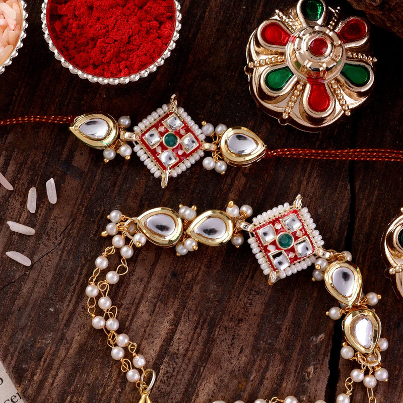 Raksha Bandhan Bhaiya Bhabhi Rakhi with Tilak Set