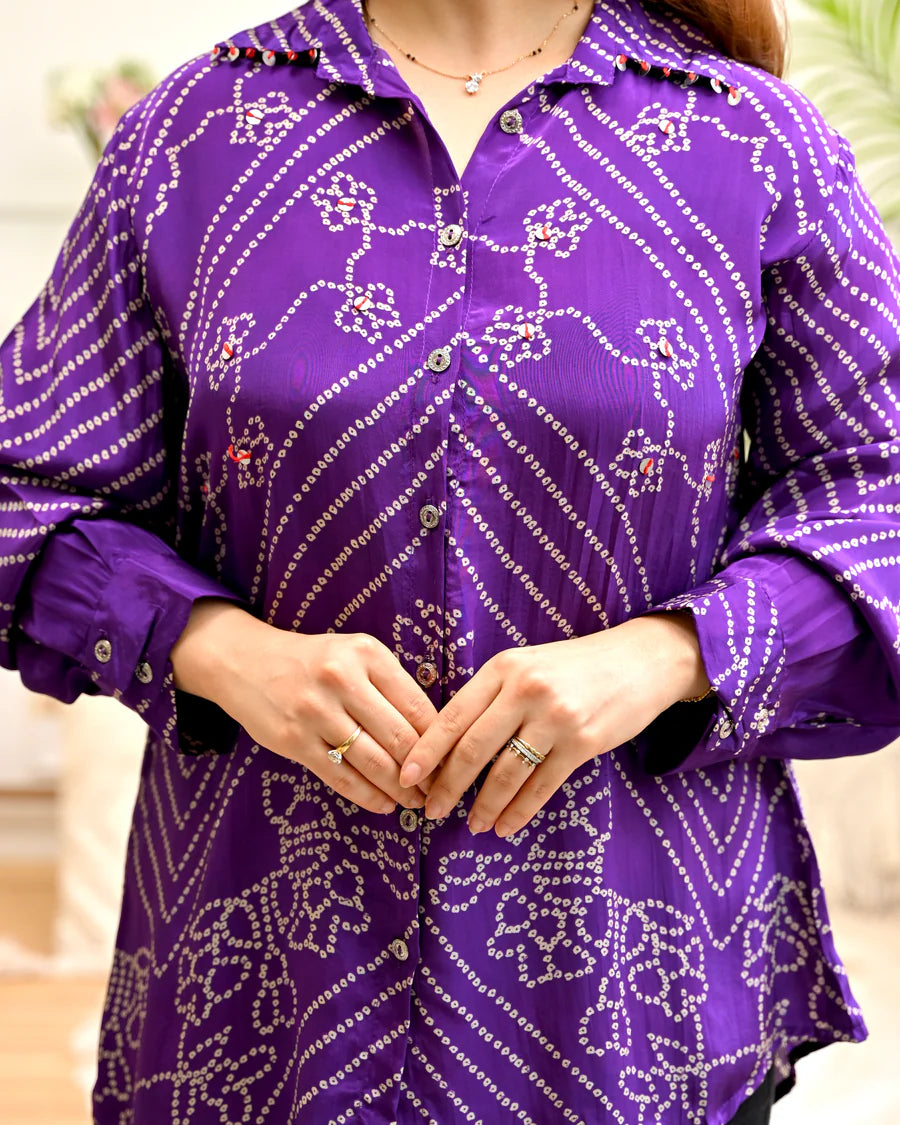 Noor Bandhej Crepe Shirt
