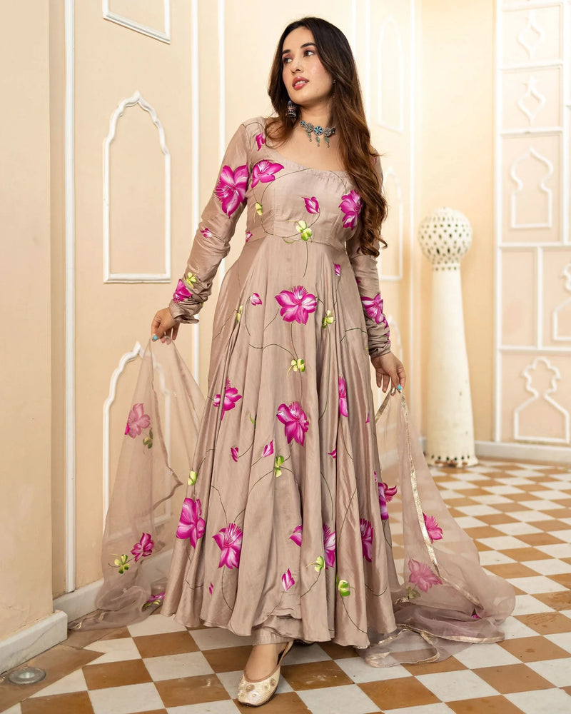 Meher Floral Handpainted Suit Set