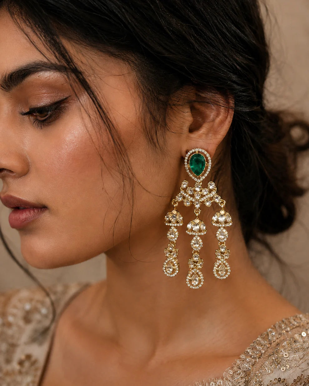 Noor Gulbahar Luxury Polki Earrings