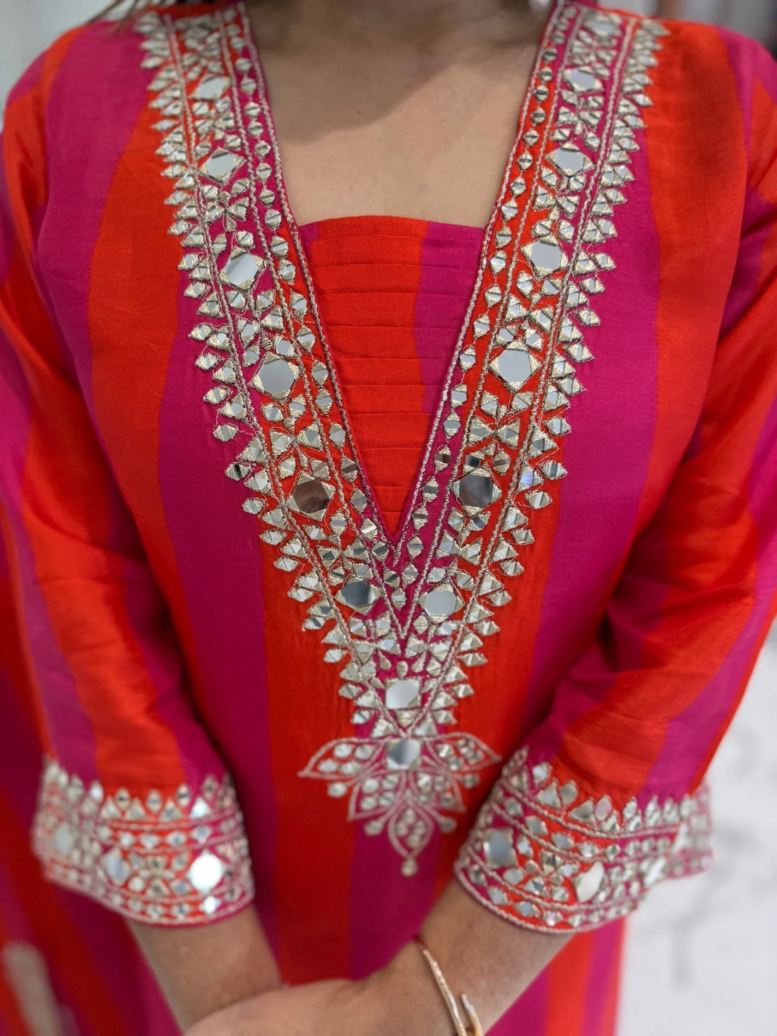 Rani Rangrez Mirror Kurta Set with Potli