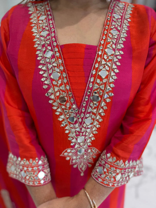 Rani Rangrez Mirror Kurta Set with Potli
