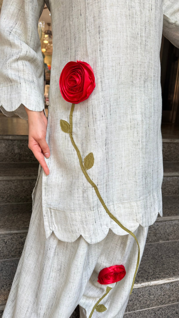 Blush Pink Embroidered Farshi Salwar Kurta Co-Ord Set