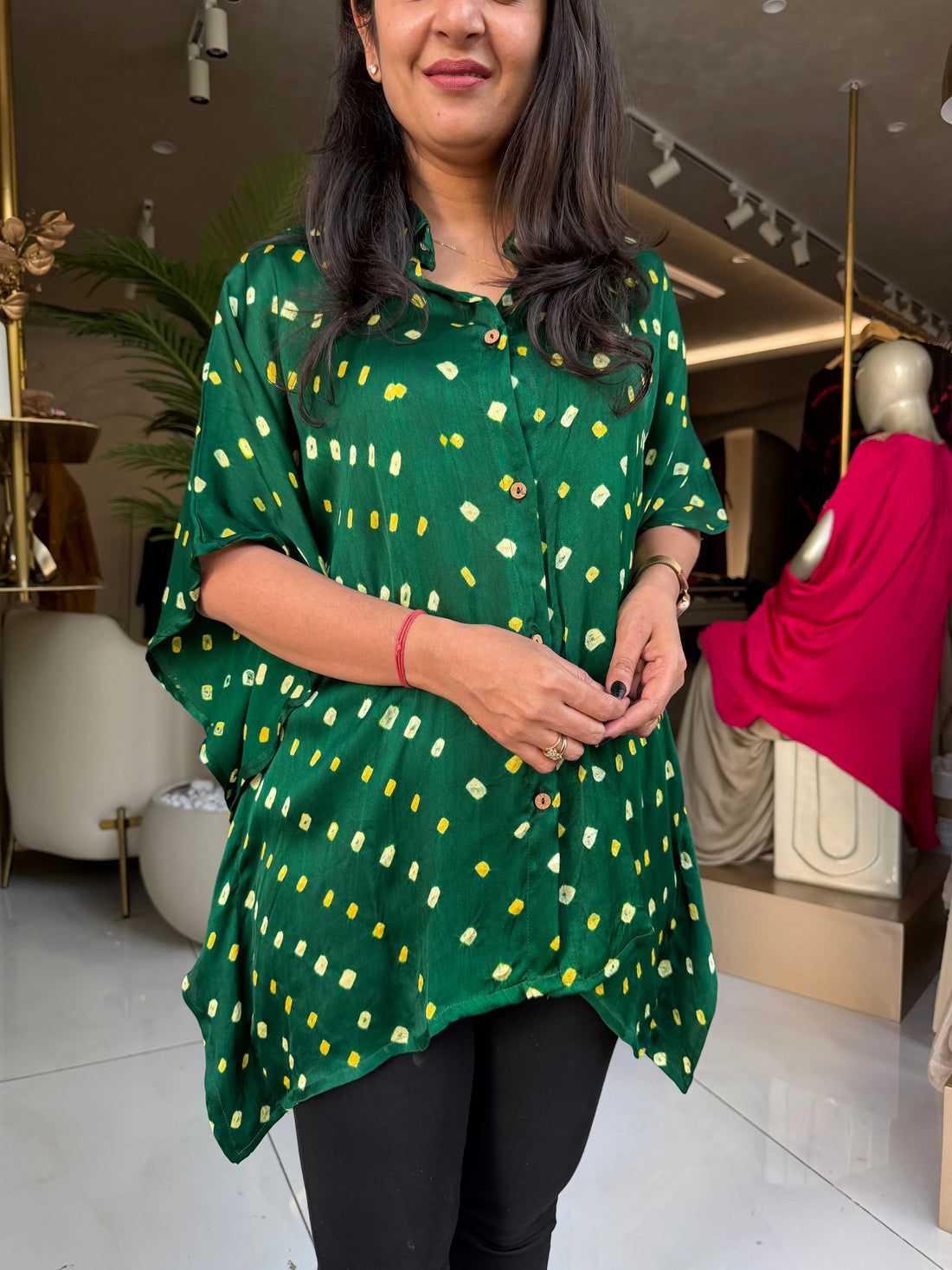 Bandhni Silk Kaftan Shirt