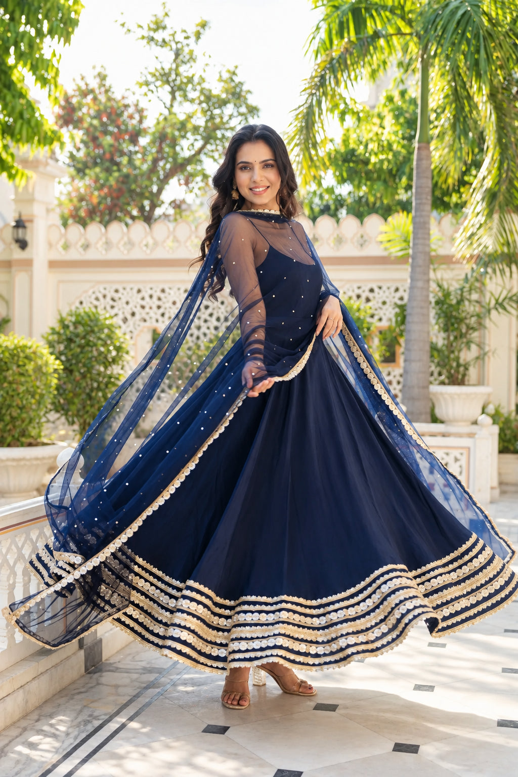 Noor-e-Neel Embroidered Anarkali Set