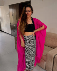 Pink Georgette Indo-Western Fusion Set