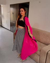 Pink Georgette Indo-Western Fusion Set