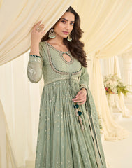 Georgette With Embroidered Gown And Dupatta Collection